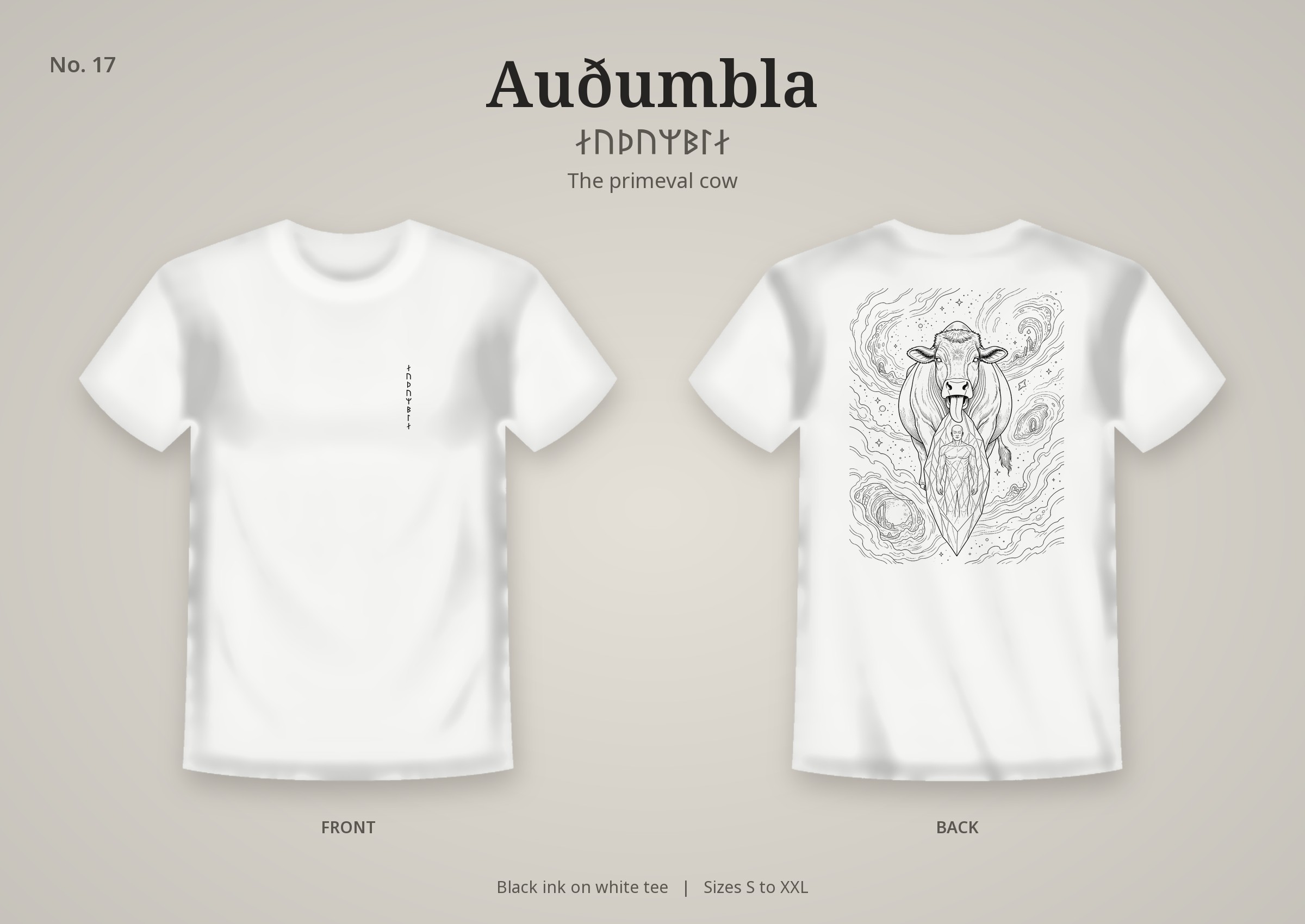 Auðumbla design on a white t-shirt