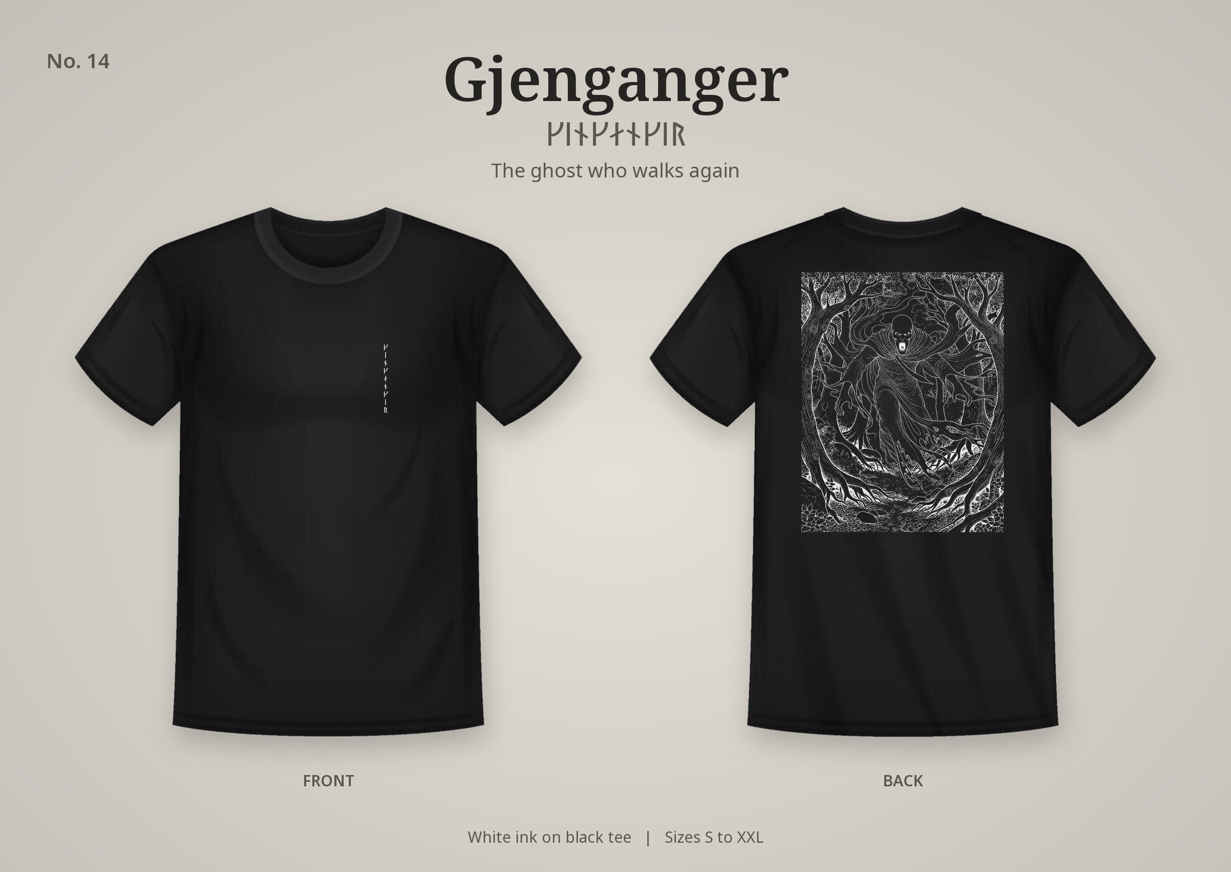 Gjenganger design on a black t-shirt