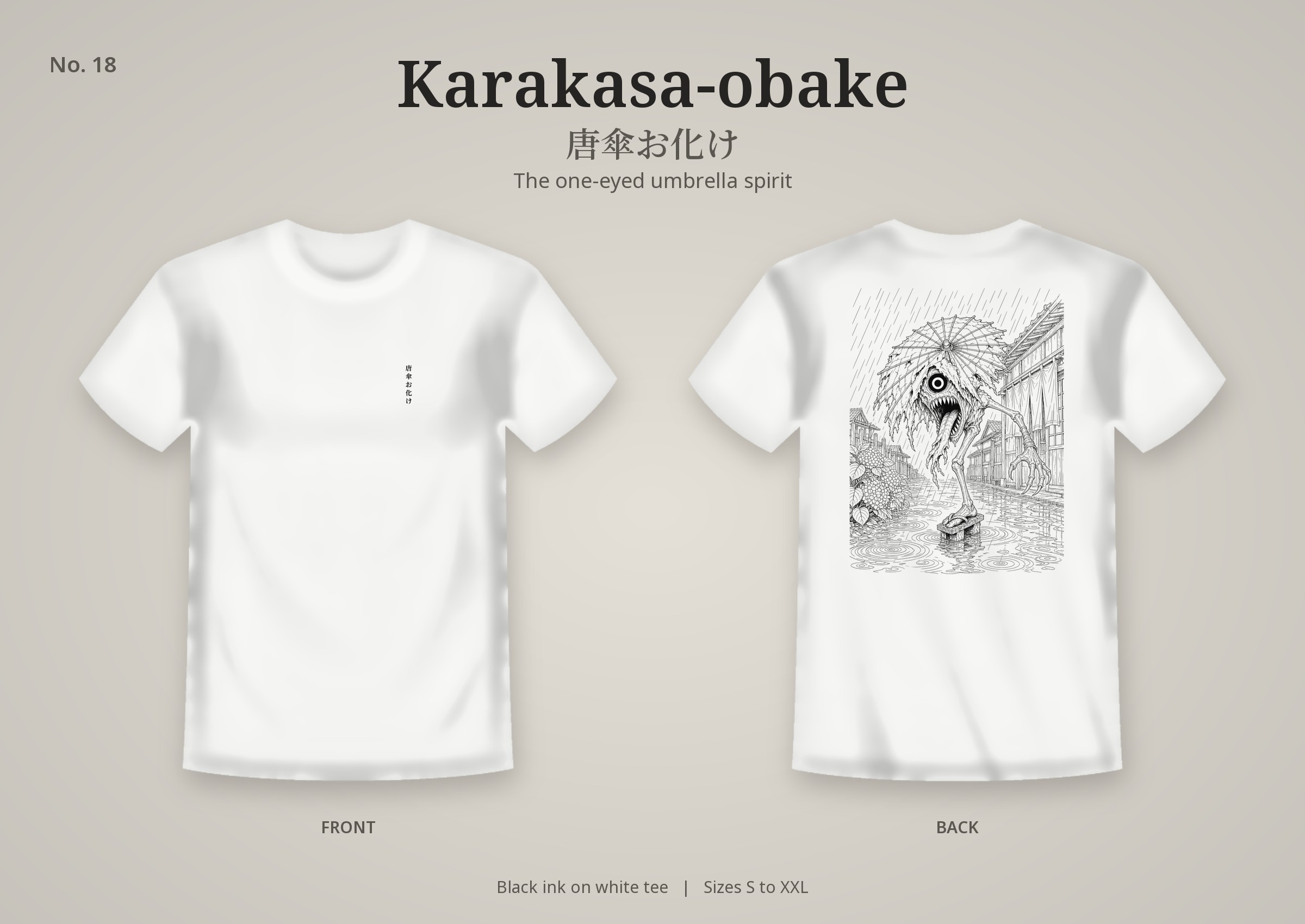 Karakasa-obake design on a white t-shirt