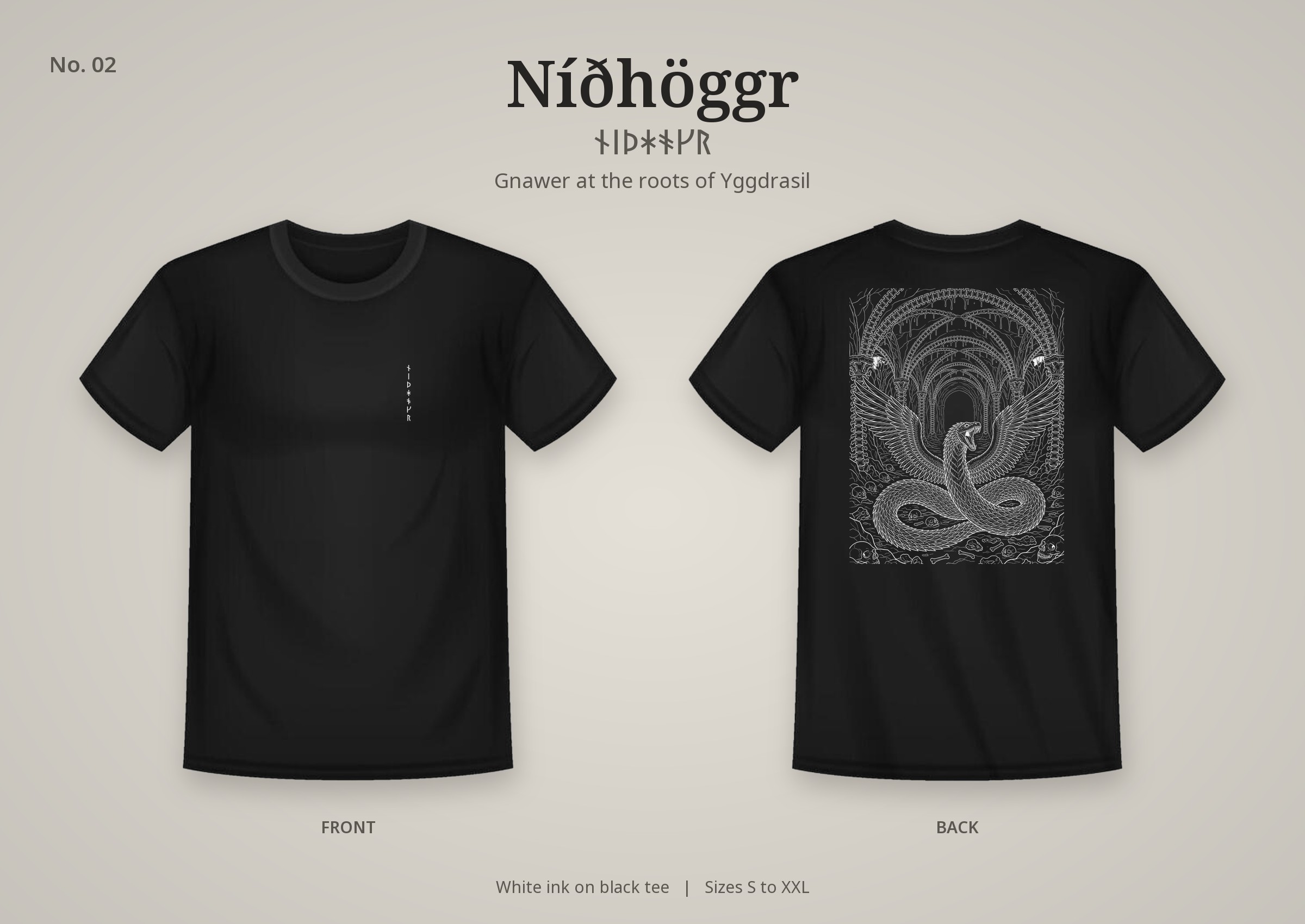 Níðhöggr design on a black t-shirt