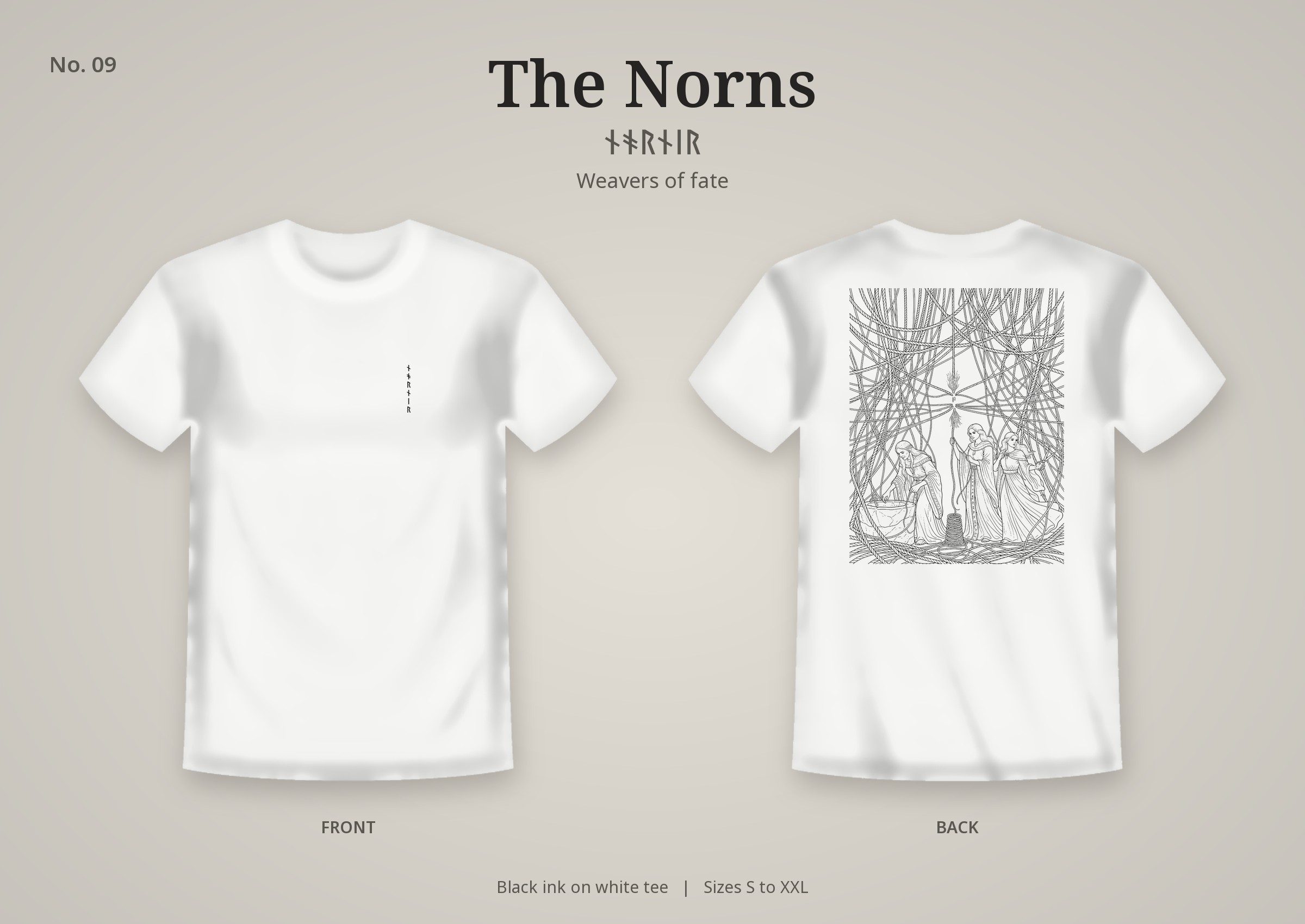 The Norns design on a white t-shirt