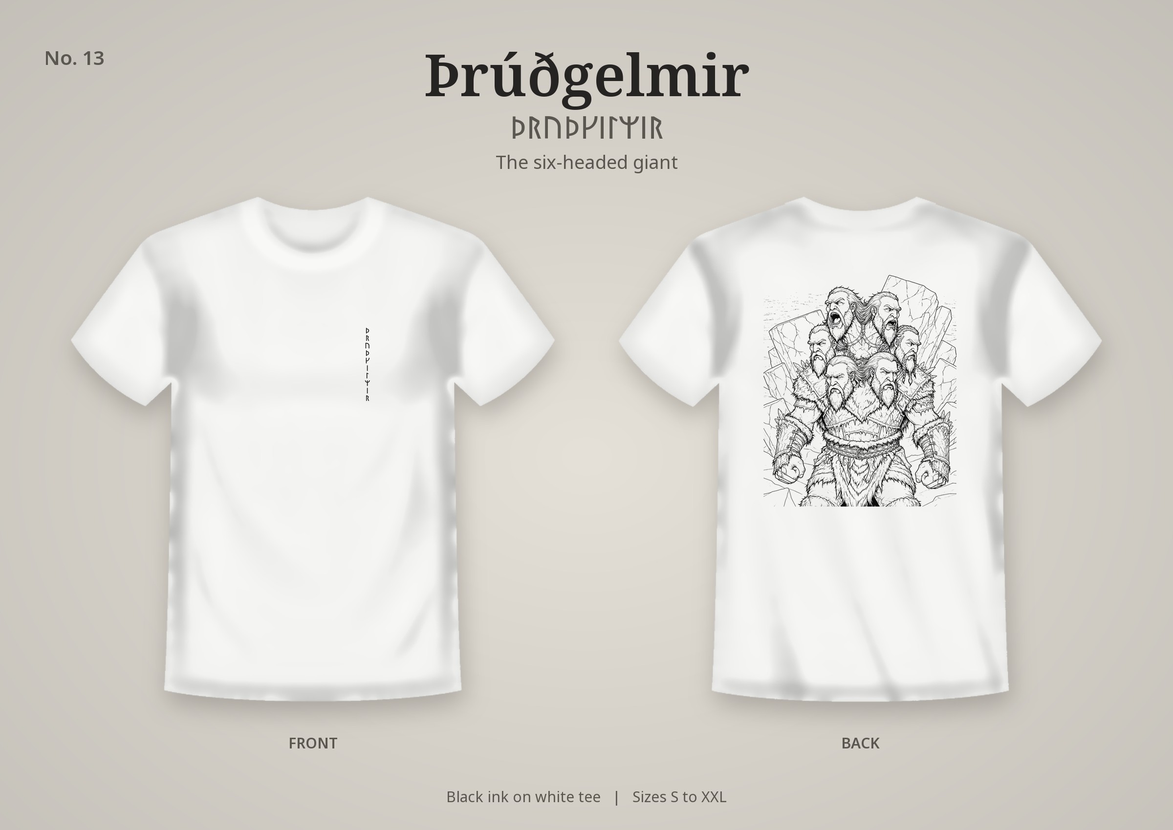 Þrúðgelmir design on a white t-shirt