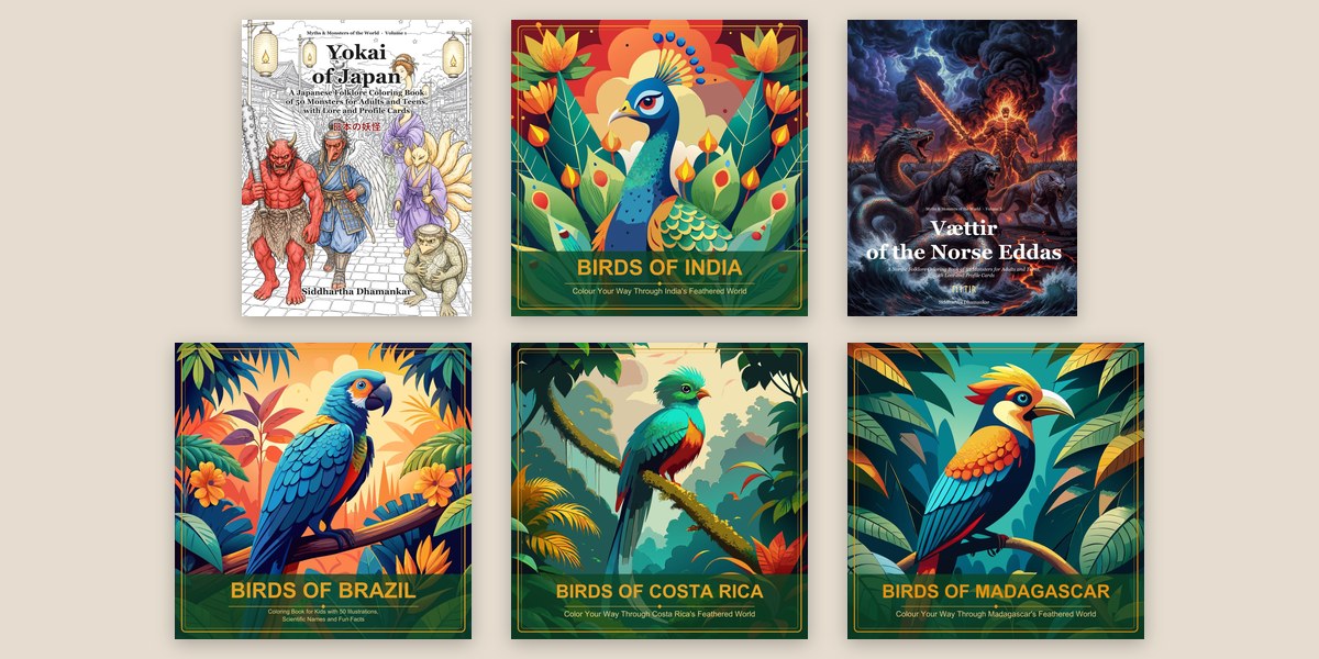 Collage of the six published book covers